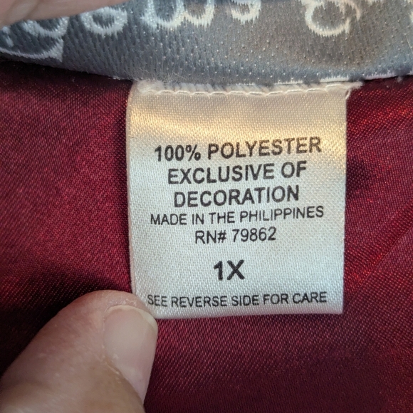 Cinema Etoile 1X Velour Embroidered Robe Red With Pockets & Zipper - Picture 13 of 15